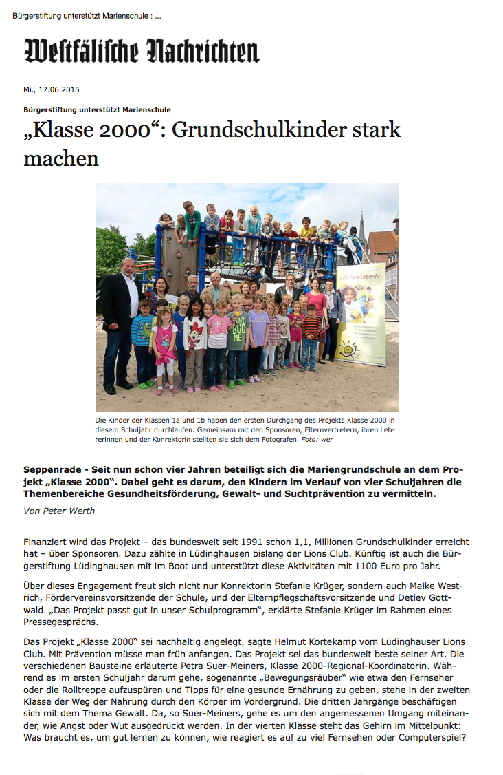 Bürgerstiftung Klasse 2000 15.06.2015